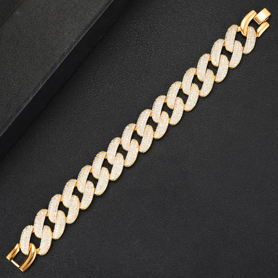 Luxury Chunky Link Bracelet For Women Wedding Full Cubic Zircon Crystal CZ Dubai Bracelet Party Jewelry 2020