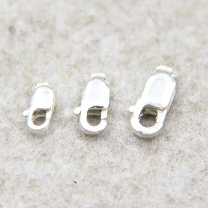 Real Solid 925 Sterling Silver Spring Lobster Clasps Hooks Claw Jewelry Making Findings Close Sealed Ring Buckle