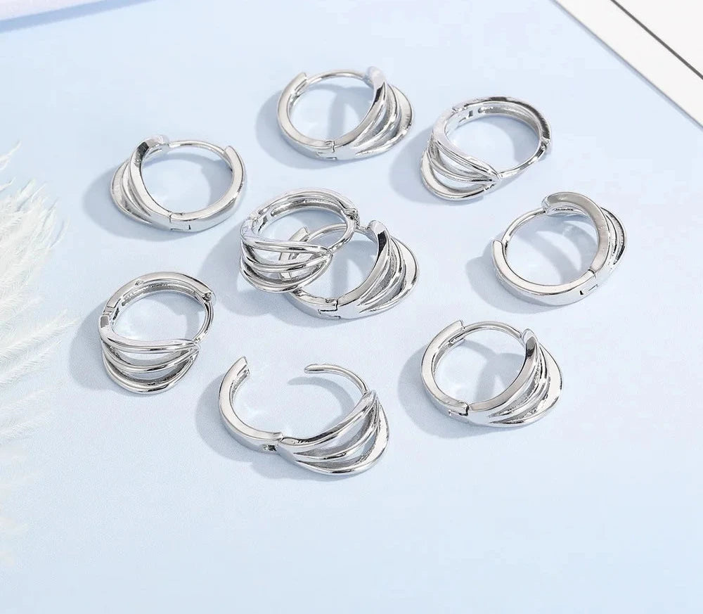 100% Real 925 Sterling Silver Earrings Statement Heart Star Square Round Geometric Hoop Flexible Earwire Leverback Women Jewelry
