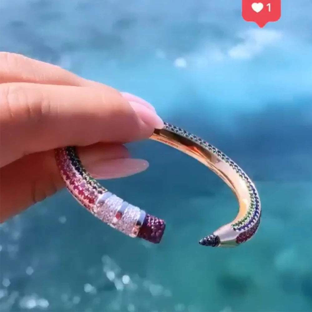 Trendy Pencil Designs Bangle Cuff For Women Wedding Full Cubic Zircon Crystal CZ Dubai Silver Color Party Bracelet 2022