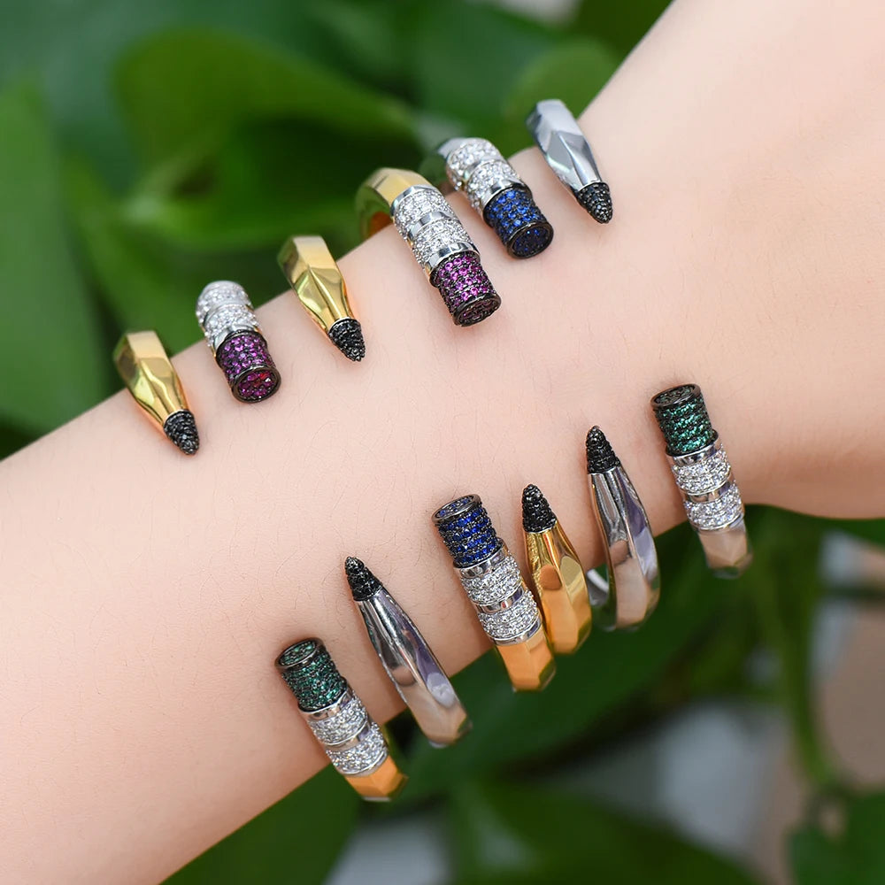 Trendy Pencil Designs Bangle Cuff For Women Wedding Full Cubic Zircon Crystal CZ Dubai Silver Color Party Bracelet 2022