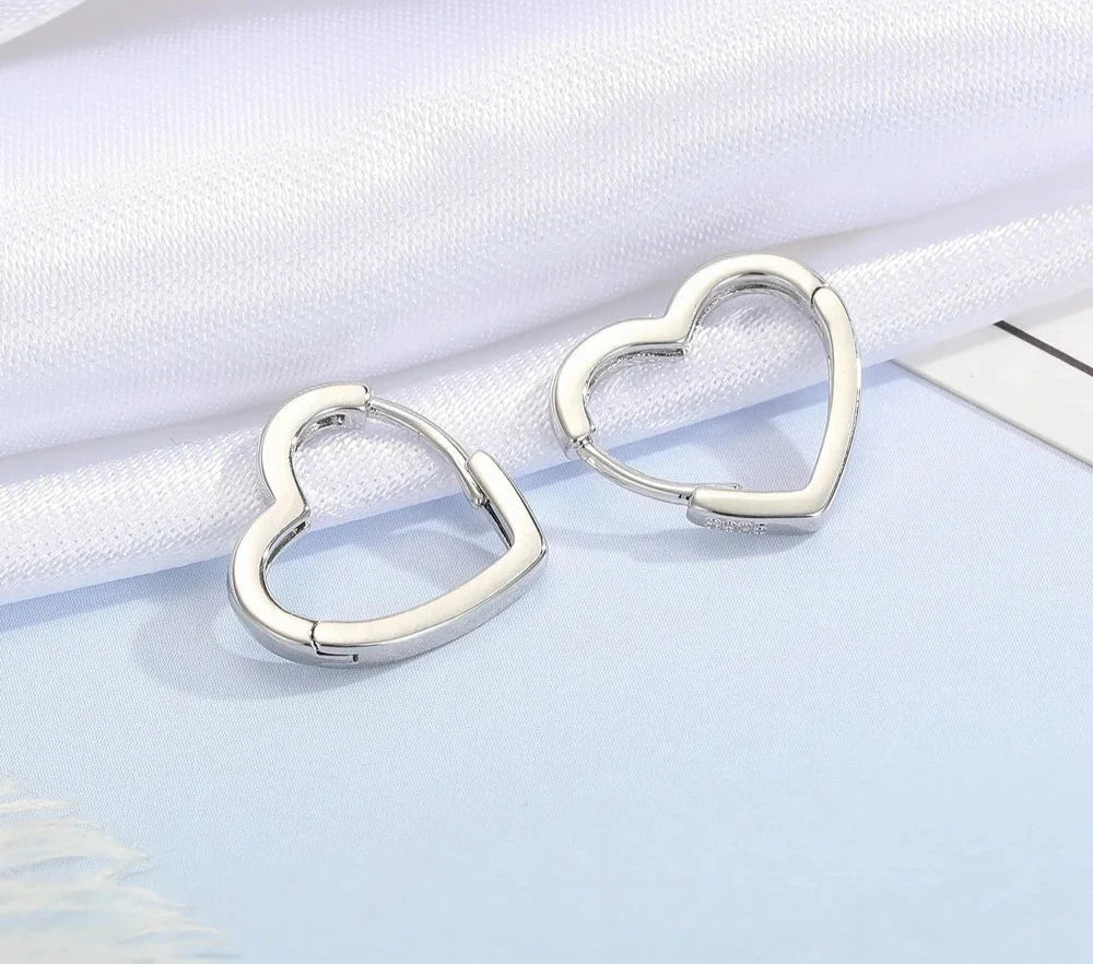 100% Real 925 Sterling Silver Earrings Statement Heart Star Square Round Geometric Hoop Flexible Earwire Leverback Women Jewelry