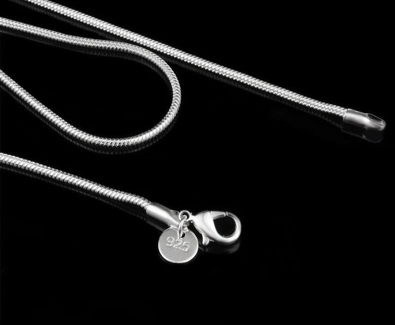925 Sterling Silver Male Female Link Necklace Chains Hot Sale Snake Collar Jewelry with Lobster Clasps 16-30 Inches