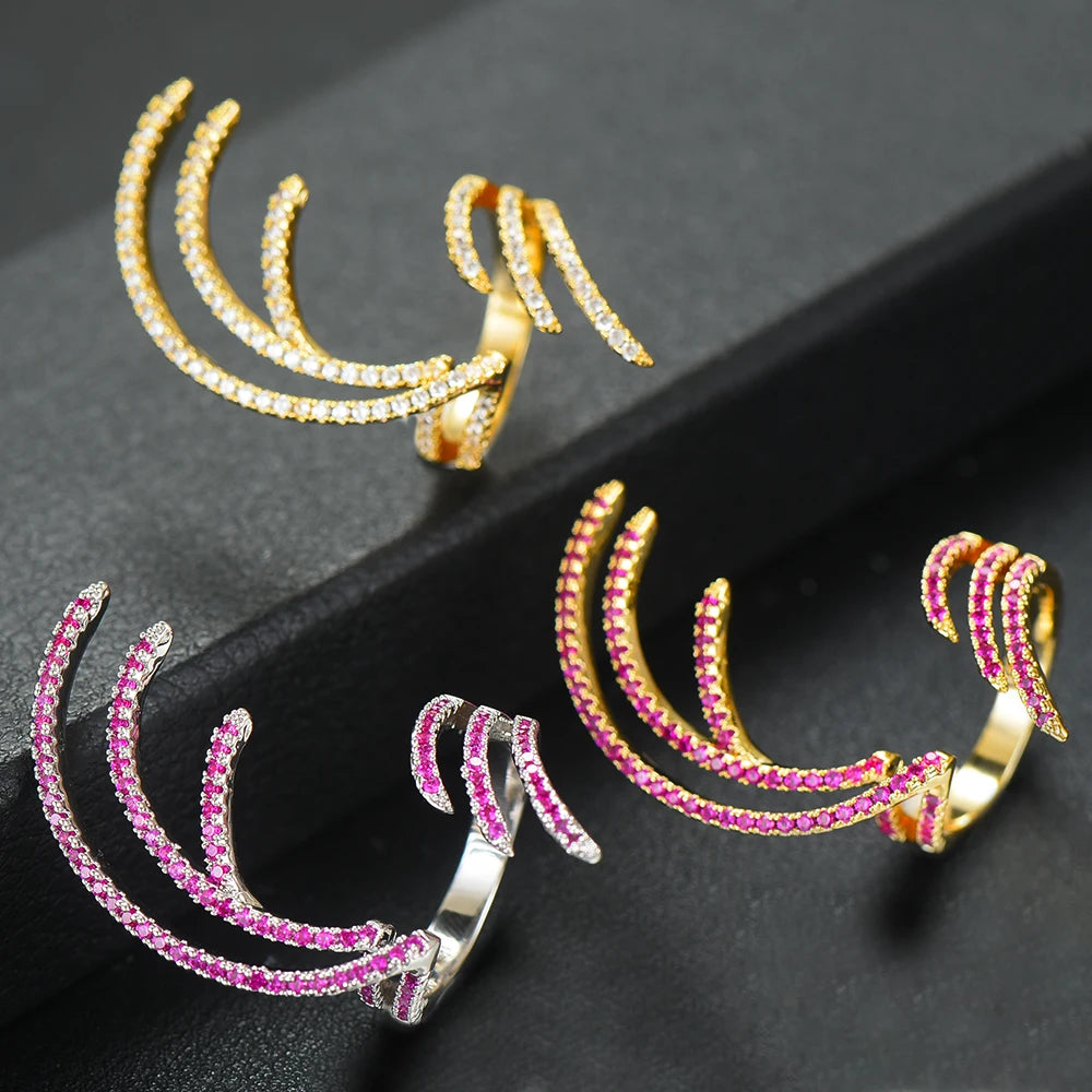 Trendy Angel Wing Statement Stacks Rings for Women Cubic Zircon Finger Rings Beads Ring Boho Beach Jewelry