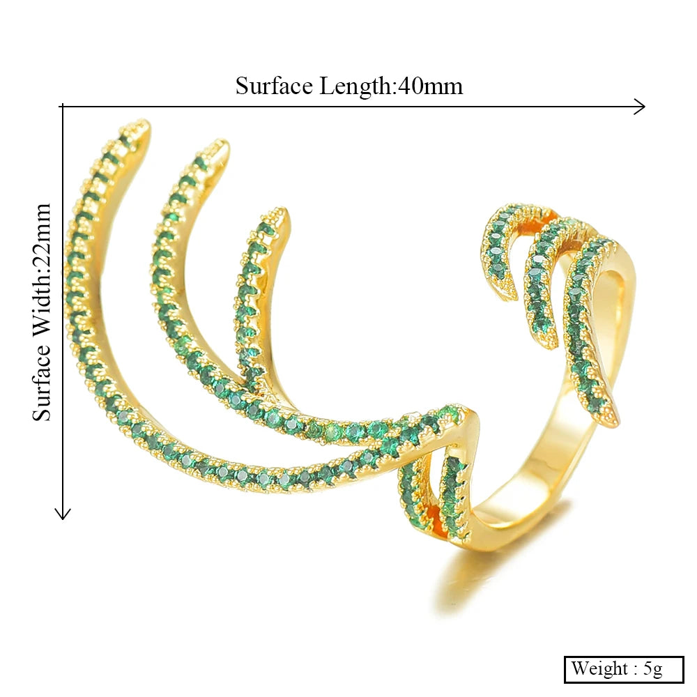 Trendy Angel Wing Statement Stacks Rings for Women Cubic Zircon Finger Rings Beads Ring Boho Beach Jewelry