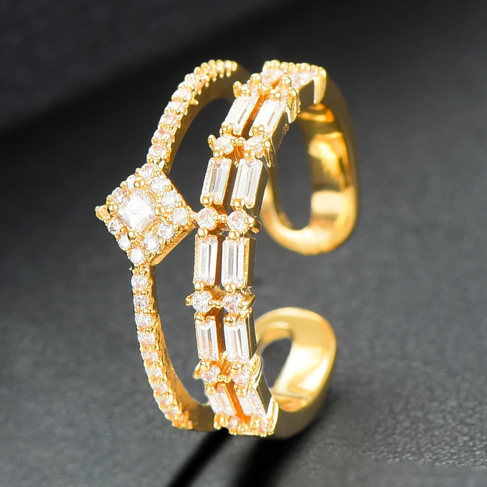 Luxury Stackable Cuff Bangles For Women Wedding Full AAA Cubic Zircon Crystal CZ Dubai Bridal Bracelets Party Jewelry 2022