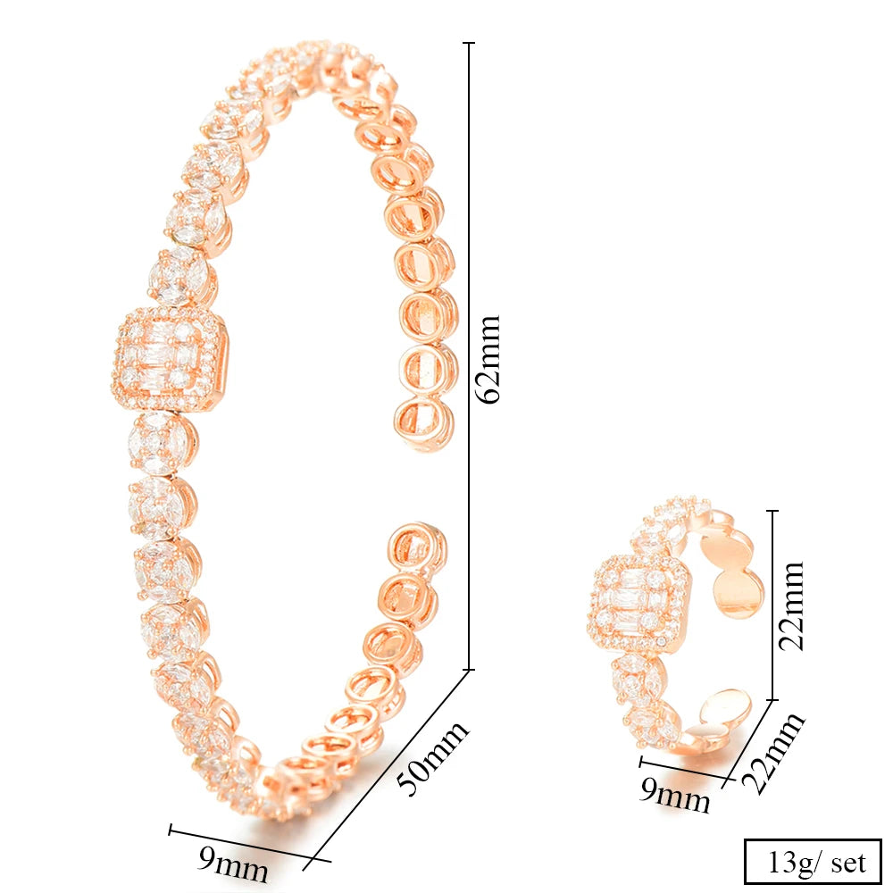 Luxury Stackable Cuff Bangles For Women Wedding Full AAA Cubic Zircon Crystal CZ Dubai Bridal Bracelets Party Jewelry 2022