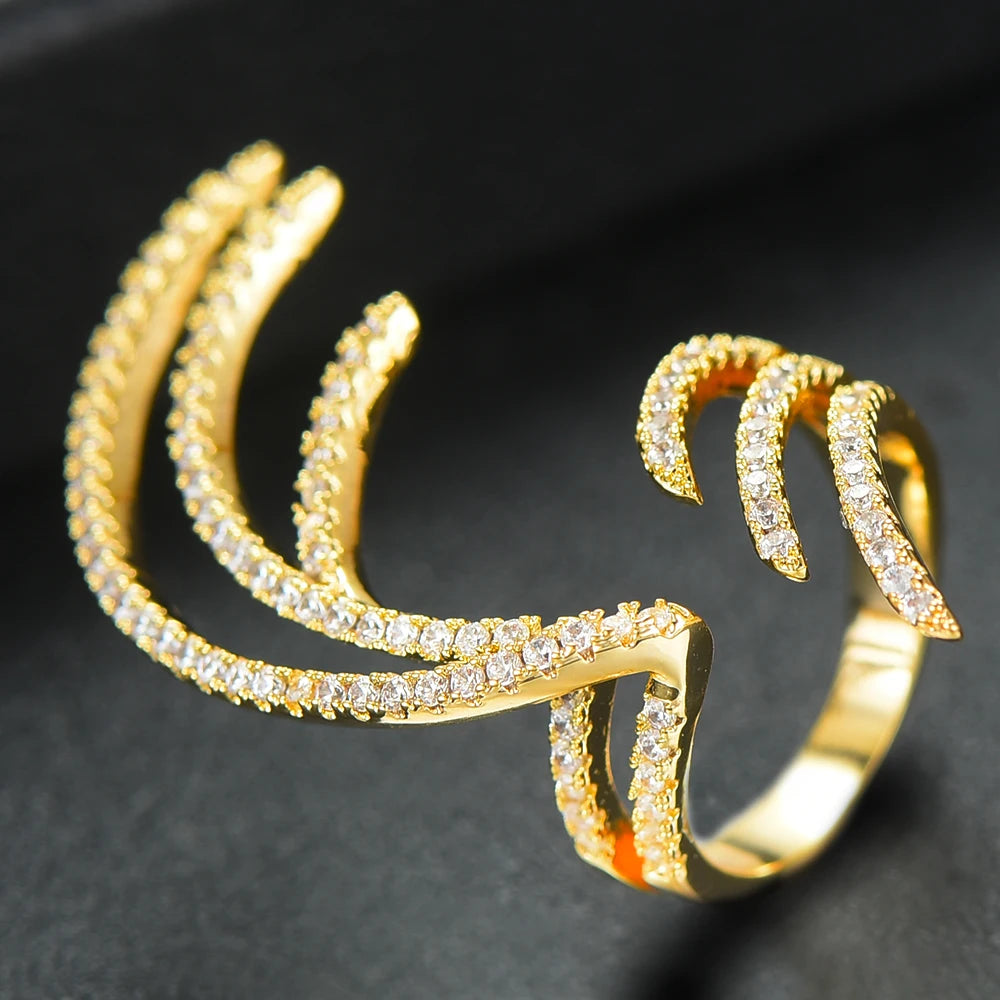 Trendy Angel Wing Statement Stacks Rings for Women Cubic Zircon Finger Rings Beads Ring Boho Beach Jewelry