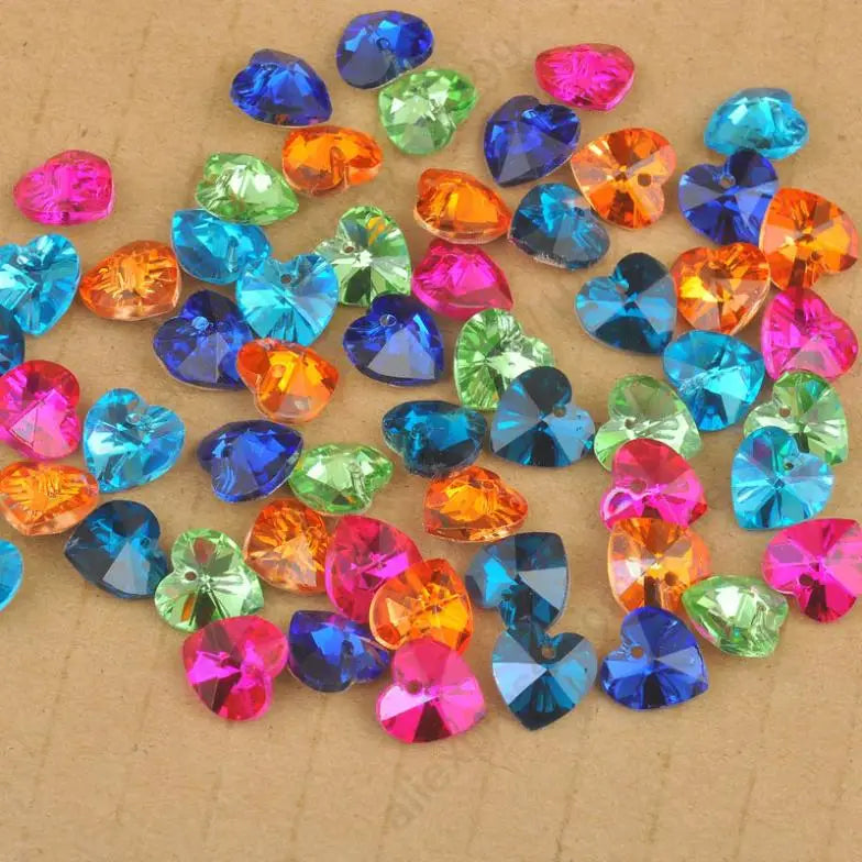Fast  100PCS 10MM  Mix Colors Austrian Crystal Heart Pendant Bead DIY Handmade Jewelry Earrings Findings Design
