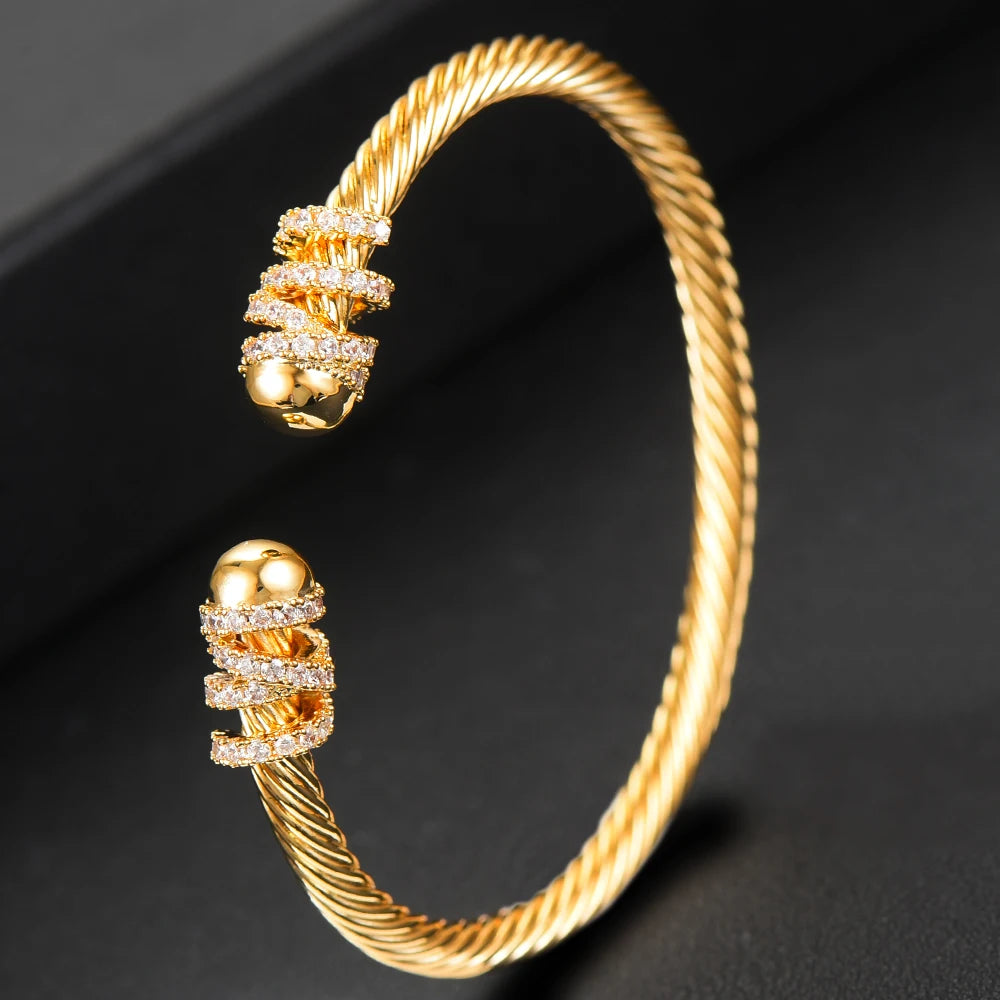 Trendy Luxury Stackable Bangle Cuff For Women Wedding Full Cubic Zircon Crystal CZ Dubai Bracelet Party Jewelry 2023
