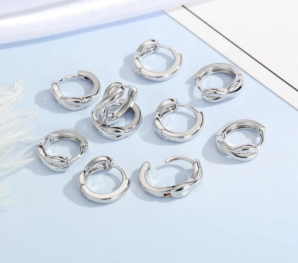 100% Real 925 Sterling Silver Earrings Statement Heart Star Square Round Geometric Hoop Flexible Earwire Leverback Women Jewelry