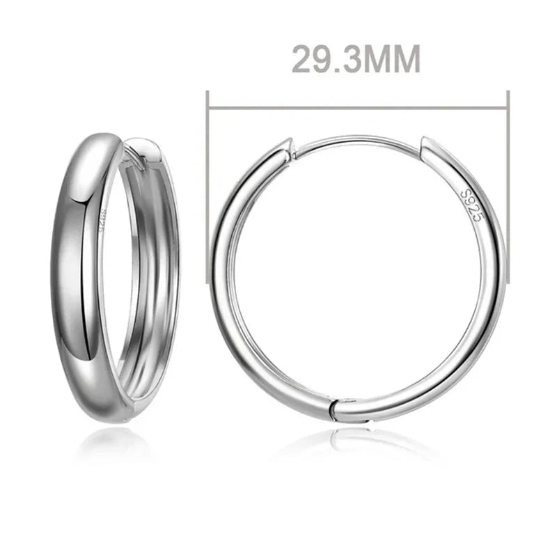 100% Real 925 Sterling Silver Earrings Statement Heart Star Square Round Geometric Hoop Flexible Earwire Leverback Women Jewelry