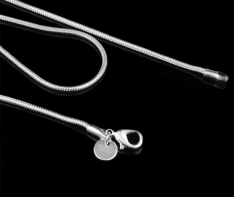 2MM 16-24 Inch New Fashion 925 Sterling Silver Smooth Snake Necklace Chain Male Female Neck Collar Jewelry for Man Woman