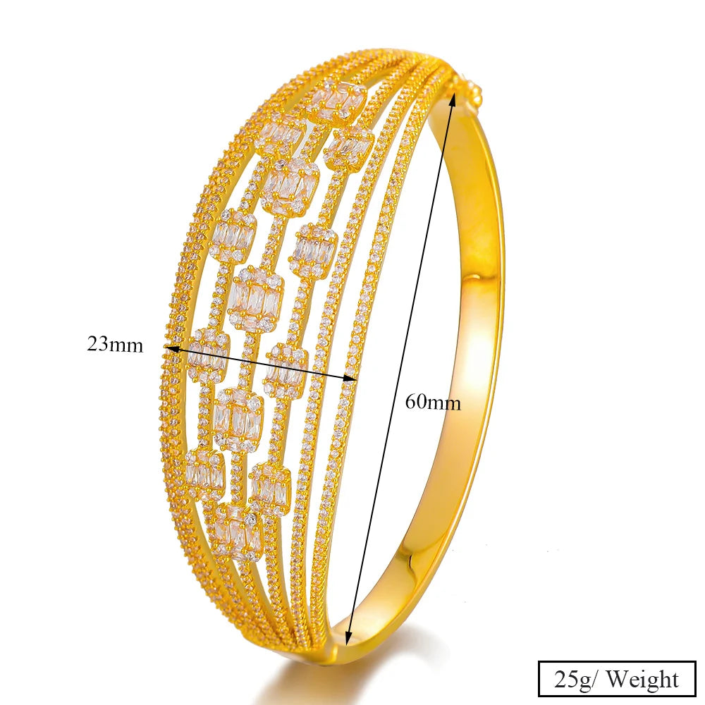 NEW LUXURY Crossover 7 ROWS  Bracelet Bangle For Women Wedding Party Zircon Crystal Engagement DUBAI Bridal Jewelry Gifts