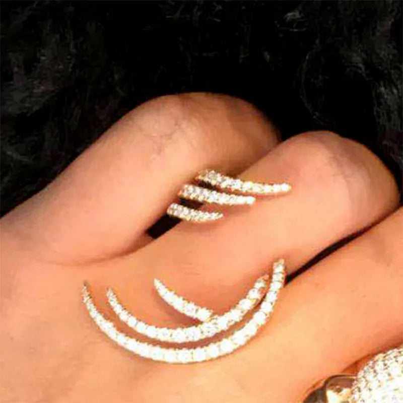 Trendy Angel Wing Statement Stacks Rings for Women Cubic Zircon Finger Rings Beads Ring Boho Beach Jewelry