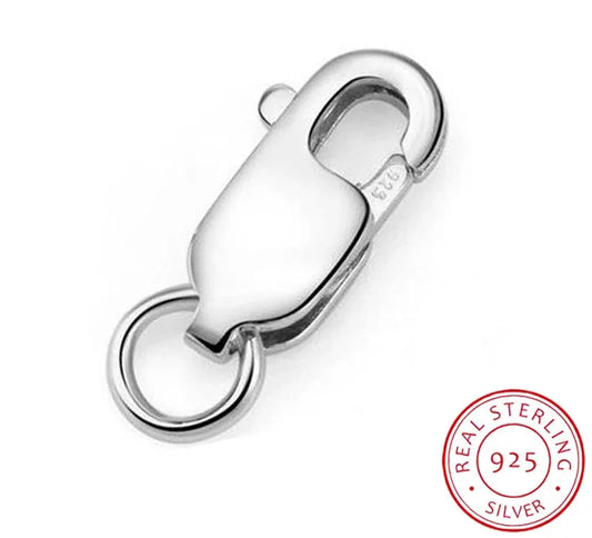 Real Solid 925 Sterling Silver Spring Lobster Clasps Hooks Claw Jewelry Making Findings Close Sealed Ring Buckle