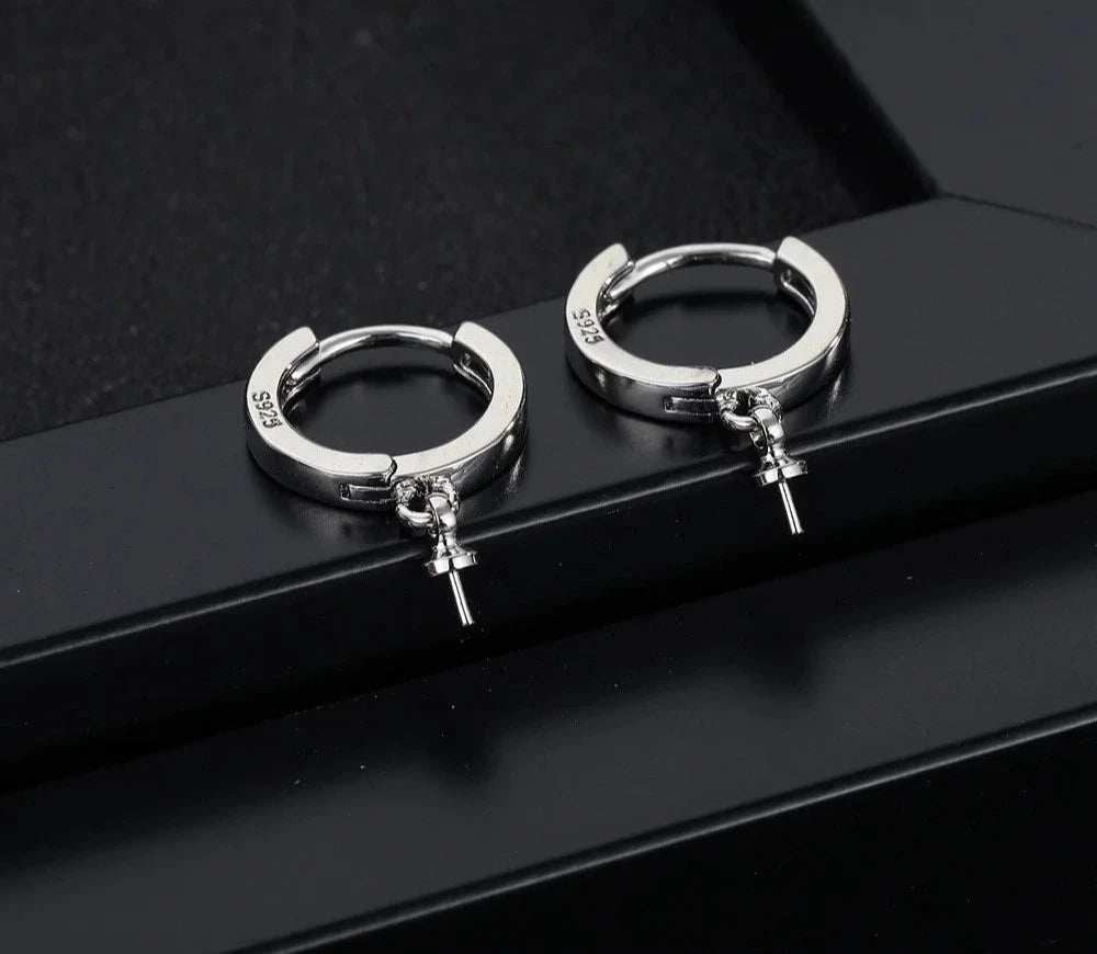 925 Sterling Silver Round Hoop Earrings Making Components Handmade DIY Jewelry Findings Circle Loop with Bail Connector