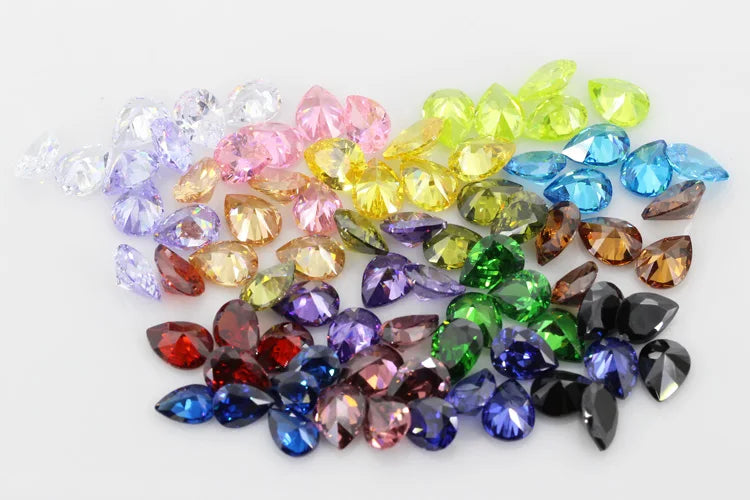 Cubic Zirconia Stone Multicolor Pear Shape Brilliant Cut Loose CZ Stones Synthetic Gems Beads For Jewelry 2x3~13x18mm AAAAA
