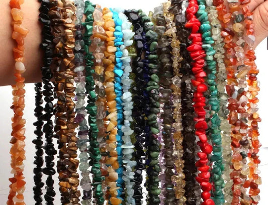 Natural Chips Shape Stone Beads Material Peridots Fluorite Malanchite Garnet Lapis Lazuli Ametrines Stand 34 Inch