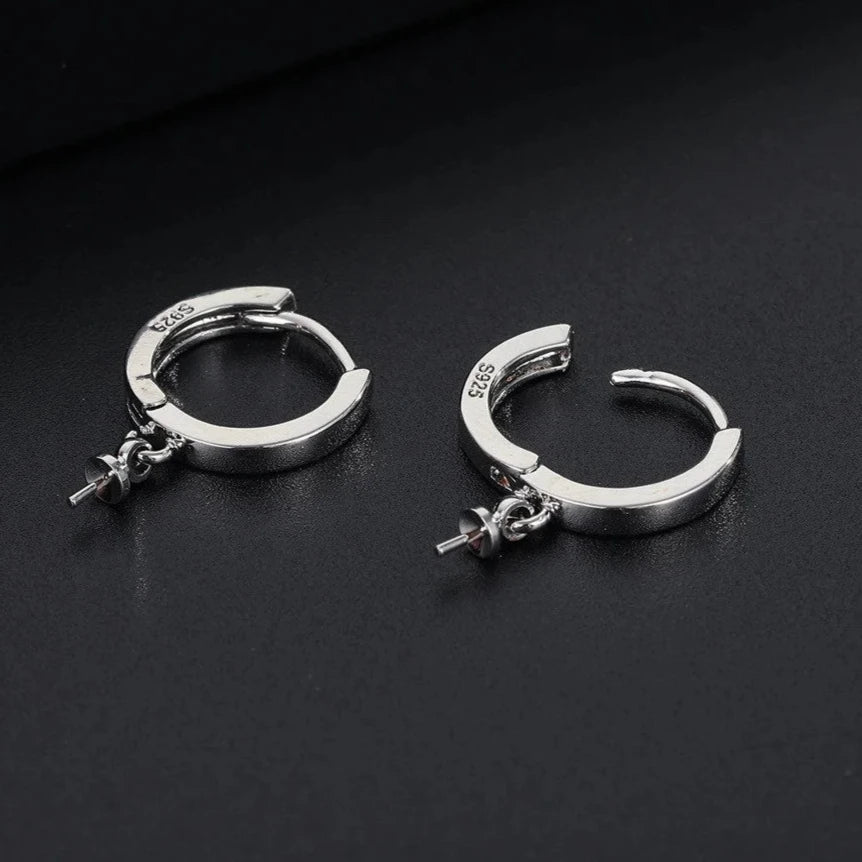 925 Sterling Silver Round Hoop Earrings Making Components Handmade DIY Jewelry Findings Circle Loop with Bail Connector