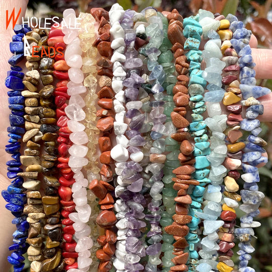 Irregular Natural Chip Beads 3mm-5mm-8mm Amethysts Lapis Lazuli Quartz Stone Beads for Jewelry Making DIY Bracelet Necklace 16"