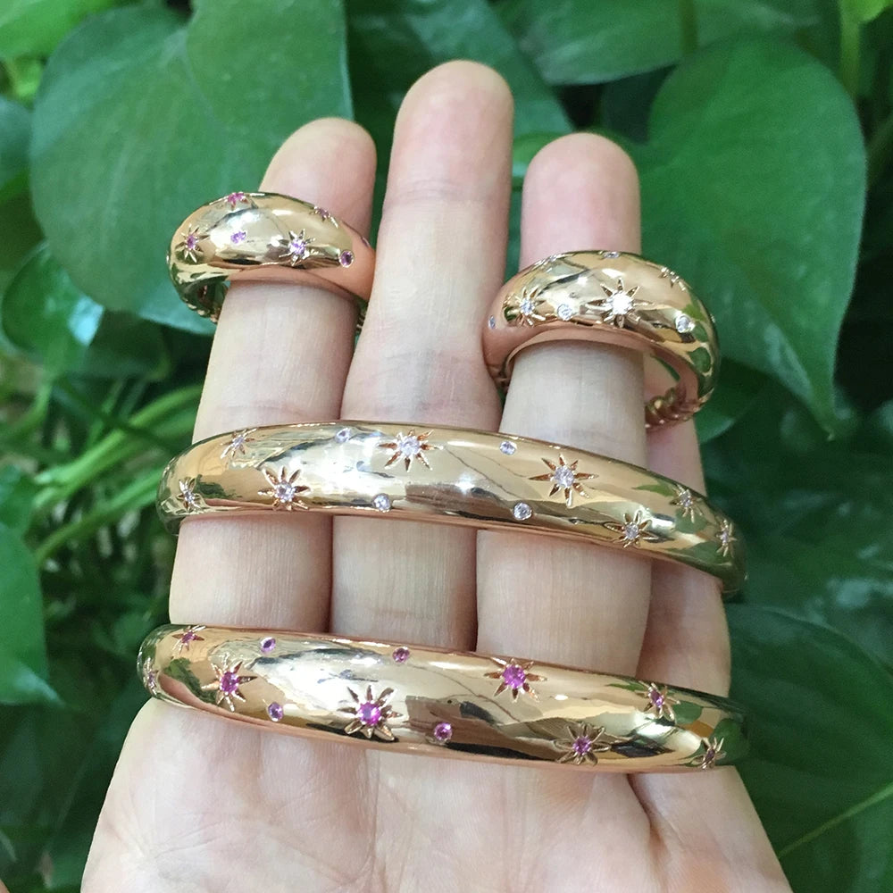 Trendy Luxury Stackable Bangle Cuff For Women Wedding Full Cubic Zircon Crystal CZ Dubai Silver Color Party Bracelet 2023
