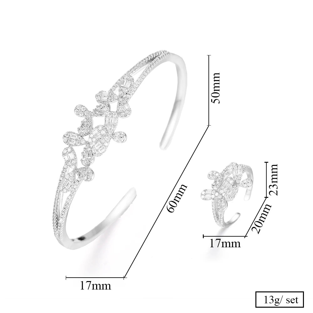Luxury Stackable Cuff Bangles For Women Wedding Full AAA Cubic Zircon Crystal CZ Dubai Bridal Bracelets Party Jewelry 2022