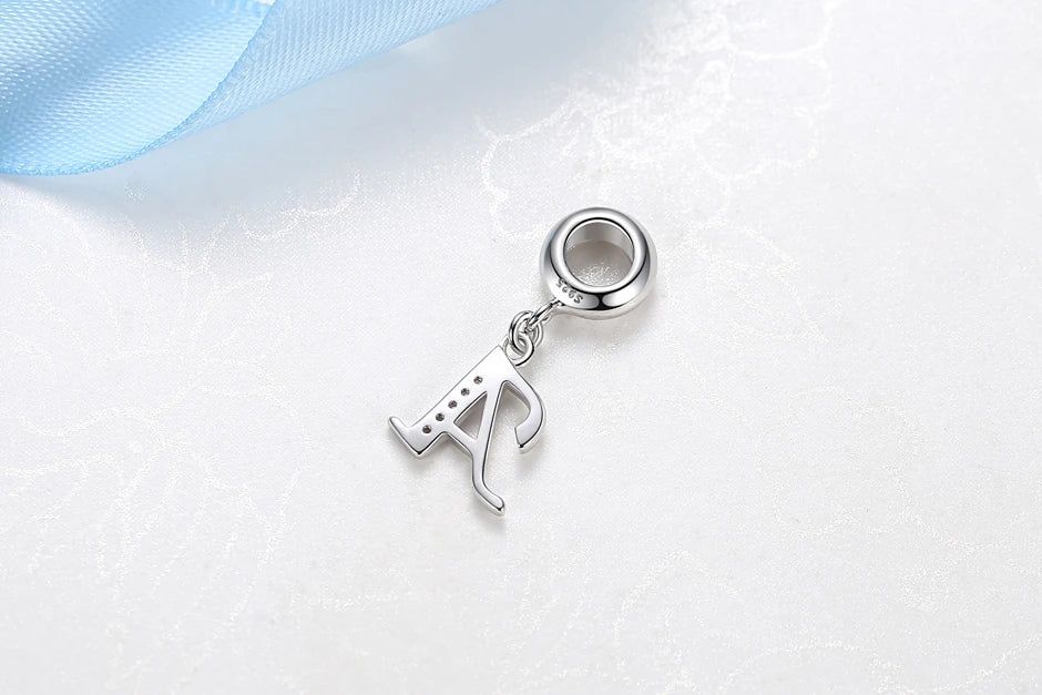 925 Sterling Silver Charm Bead Vintage Alphabet A-Z Letter Pendant Charms Fit Pandora Bracelets Necklaces Women DIY Jewelry