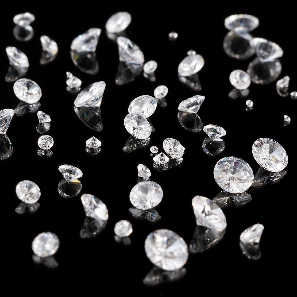50pcs/set 1~5mm Grade A Clear Faceted Brilliant Cubic Zirconia Stones Loose Beads For Cabochons Jewelry Making DIY