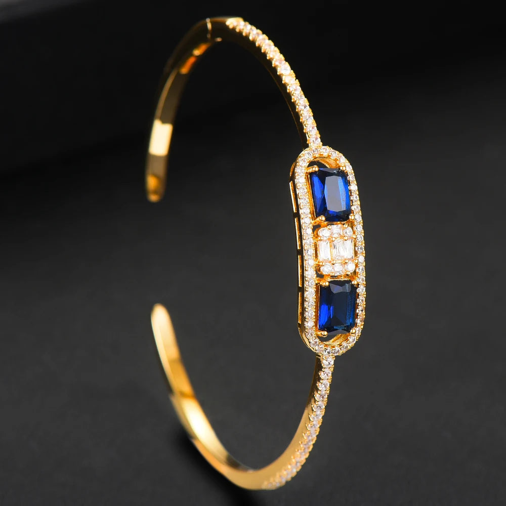 Trendy Luxury Stackable Bangle Cuff For Women Wedding Full Cubic Zircon Crystal CZ Dubai Bracelet Party Jewelry 2022