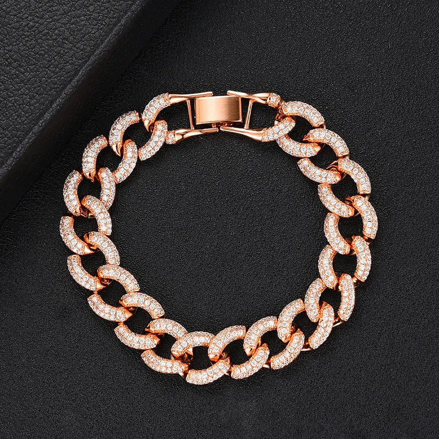 Luxury Chunky Link Bracelet For Women Wedding Full Cubic Zircon Crystal CZ Dubai Bracelet Party Jewelry 2020