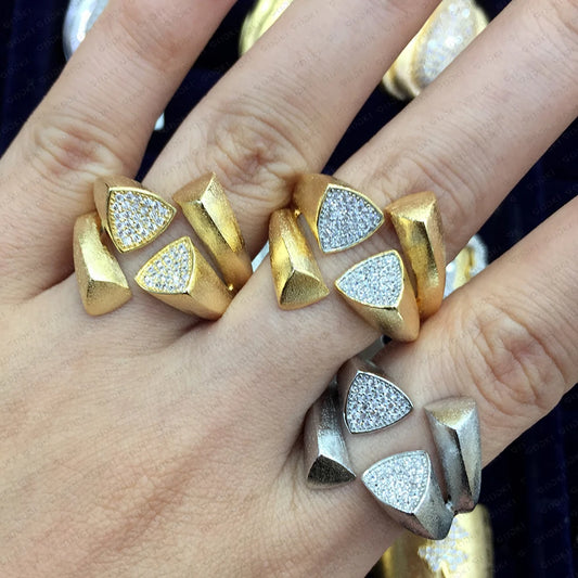 Luxury Claws Gold Bold Rings with Zirconia Stones 2022 Women Engagement Party Jewelry High Quality