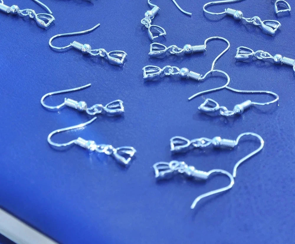 925 Sterling Silver Pinch Bail Connector Handmade Hook Earrings Making Jewelry Findings Components for Pearl Crystal