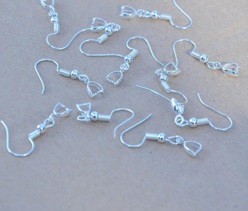 925 Sterling Silver Pinch Bail Connector Handmade Hook Earrings Making Jewelry Findings Components for Pearl Crystal