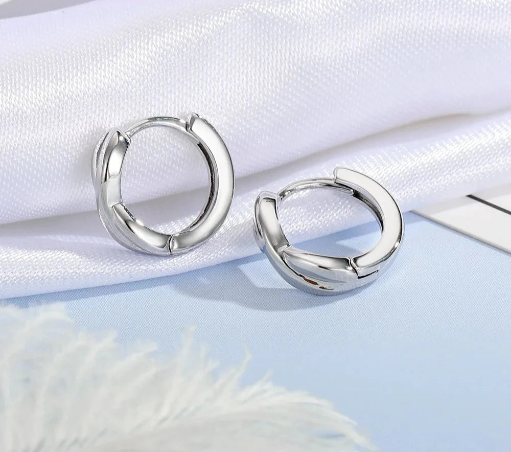 100% Real 925 Sterling Silver Earrings Statement Heart Star Square Round Geometric Hoop Flexible Earwire Leverback Women Jewelry