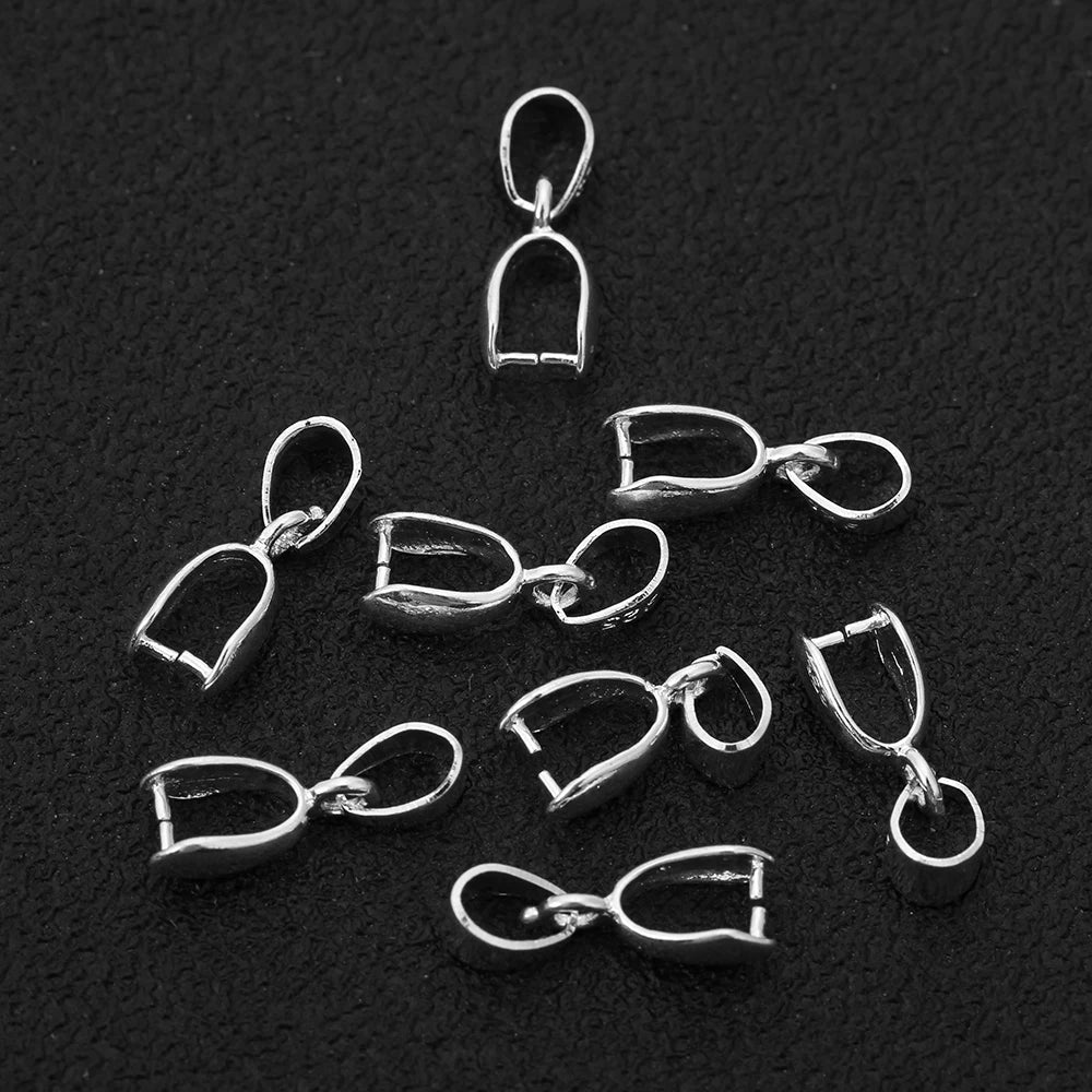 20pcs/lot Size S/M/L 925 Stering  Silver Bail Connector Bale Pinch Clasp Pendant for DIY Necklace Pendant Necklace Jewelry Make