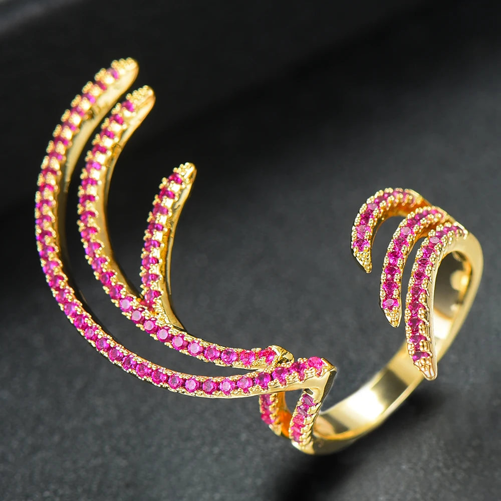 Trendy Angel Wing Statement Stacks Rings for Women Cubic Zircon Finger Rings Beads Ring Boho Beach Jewelry