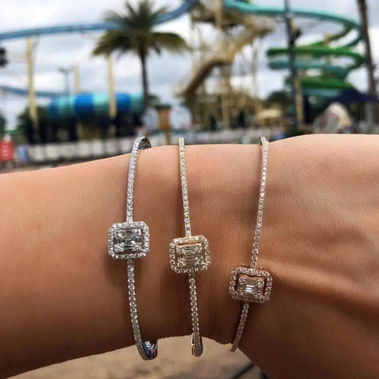 Trendy Luxury Stackable Bangle Cuff For Women Wedding Full Cubic Zircon Crystal CZ Dubai  Bracelet Party Jewelry2019
