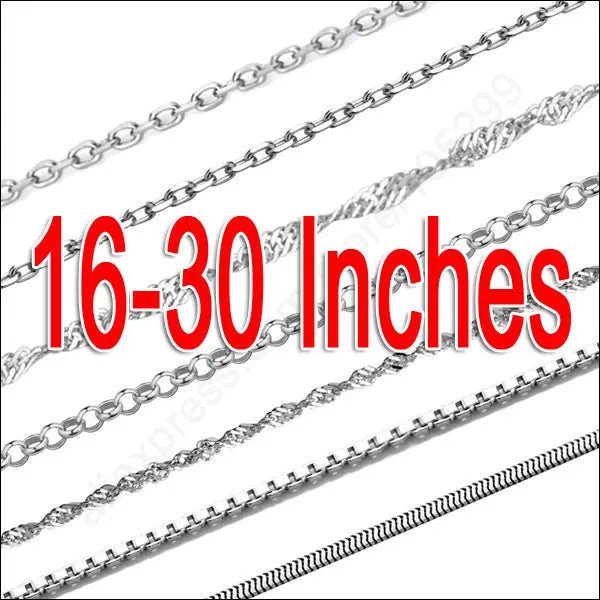 925 Sterling Silver Link Chain Jewelry 10 Styles Mixed Collar Necklace with Lobster Clasps 10PCS Whoesale 16-30 Inch
