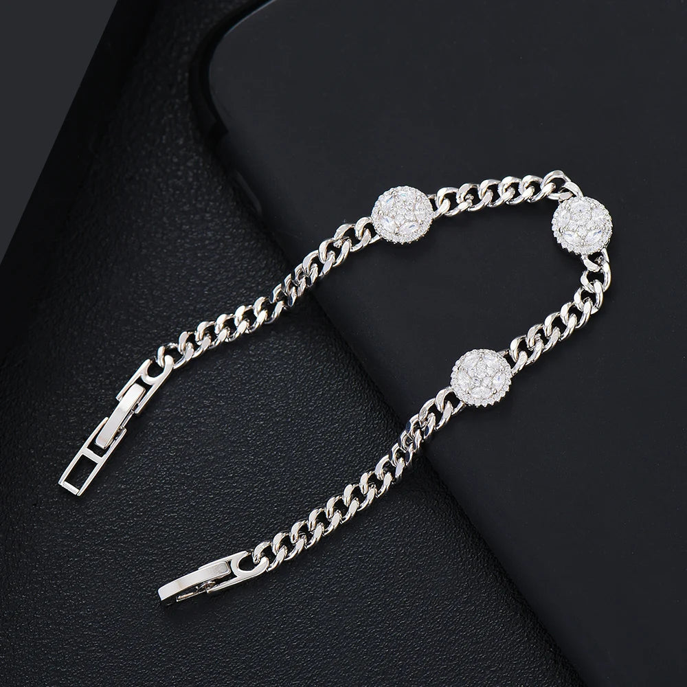 New HIPHOP Iced out Cuban Links STACK BRACELET Jewelry For Women Wedding Party Cubic Zircon aretes de mujer modernos 2021