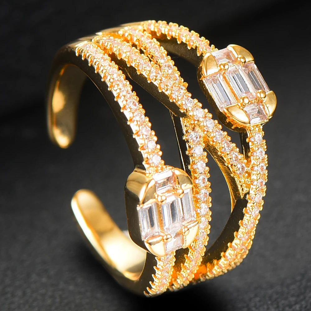 NEW Trendy GEOMETRIC Ring for Women Wedding Cubic Zircon Finger Rings Beads Charm Ring Bohemian Beach Jewelry Gift
