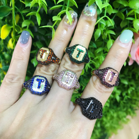 Luxury Initial Rings Geometry Cubic Zironium Engagement Dubai Naija Bridal Finger Rings Jewelry Addiction