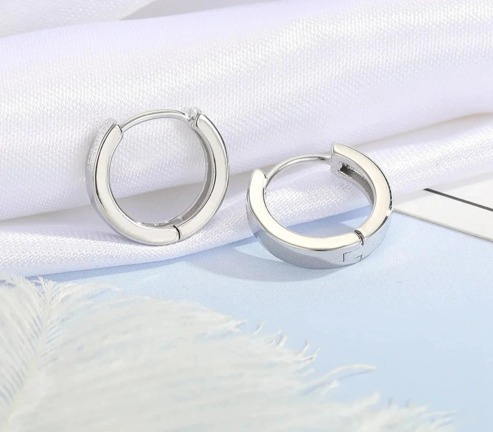 100% Real 925 Sterling Silver Earrings Statement Heart Star Square Round Geometric Hoop Flexible Earwire Leverback Women Jewelry
