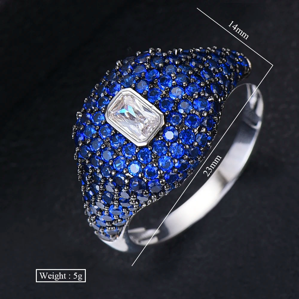 Spring Collection Luxury Stackable Chic Rings For Women Wedding Cubic Zircon Engagement Dubai Bridal Statement Finger Ring