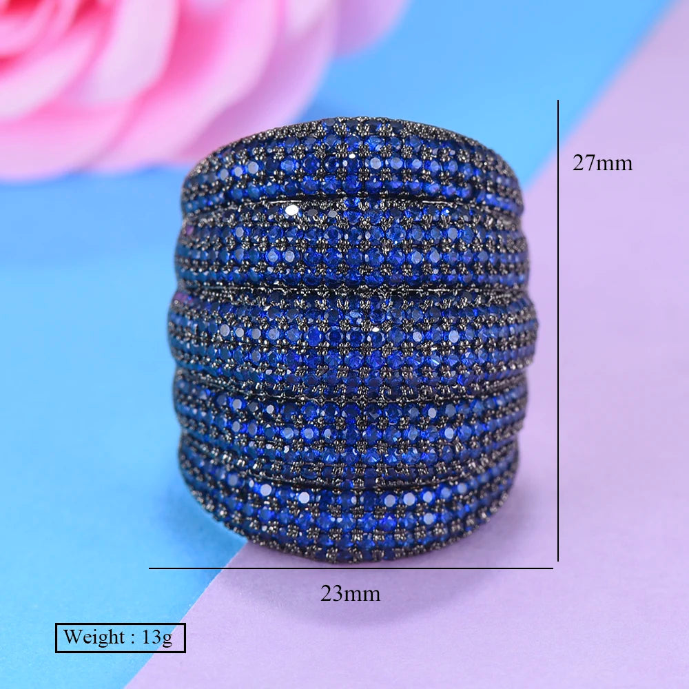 Luxury Wide Stackable Geometry Cubic Zironia Rings For Women Wedding Engagement Dubai Bridal Finger Ring Jewelry Addiction