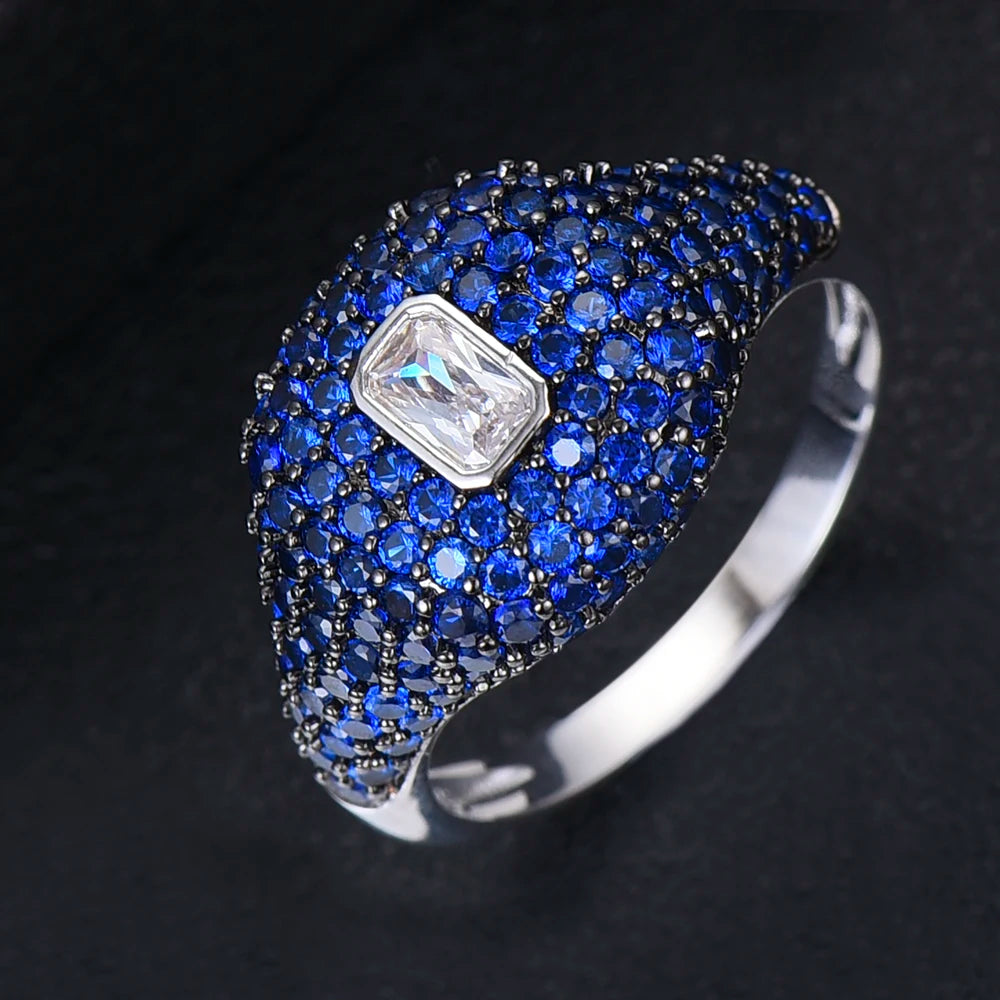 Spring Collection Luxury Stackable Chic Rings For Women Wedding Cubic Zircon Engagement Dubai Bridal Statement Finger Ring