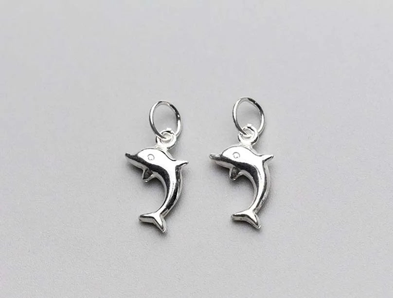 925 Sterling Silver Cute Dolphin Charms 13x7.5mm Handmade Women Jewelry Pendant Accessories DIY Dangle Earring Necklace Gift