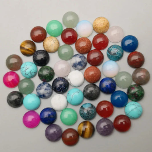 natural stone round cabochon beads for Jewelry making 6MM 8MM 10MM 12MM 50-200PCS  mixed Ring Accessories wholesale no hole