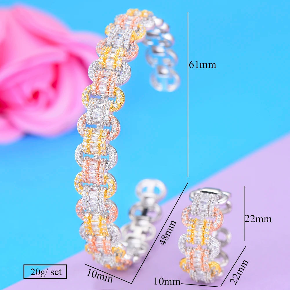 Trendy Luxury Stackable Bangle For Women Wedding Full AAA Cubic Zircon Crystal CZ Dubai Bridal Bracelet Party Jewelry 2020