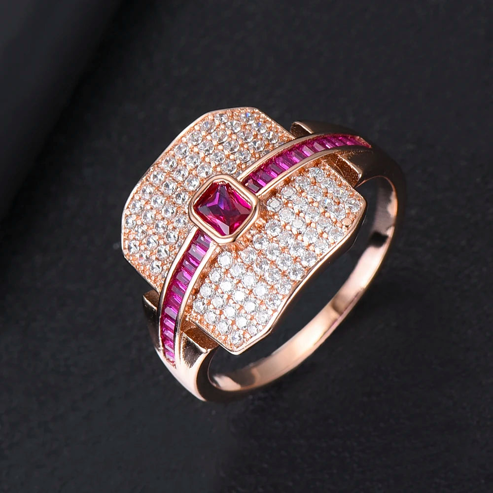 Luxury Stackable Choker Rings For Women Wedding Cubic Zircon Engagement Dubai American Bridal Finger Ring